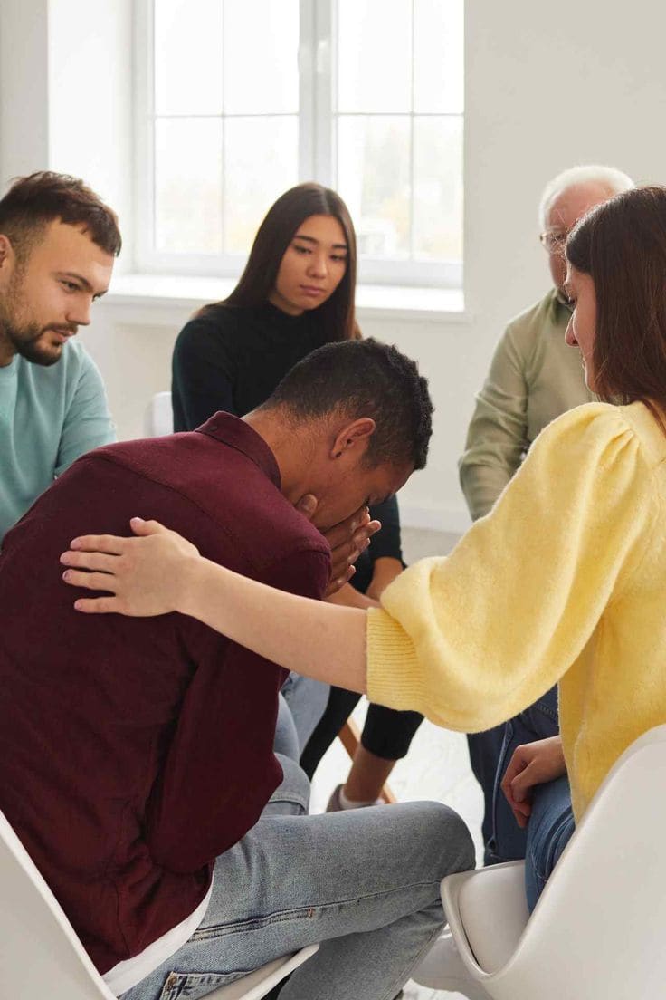 Support group having an open conversation together