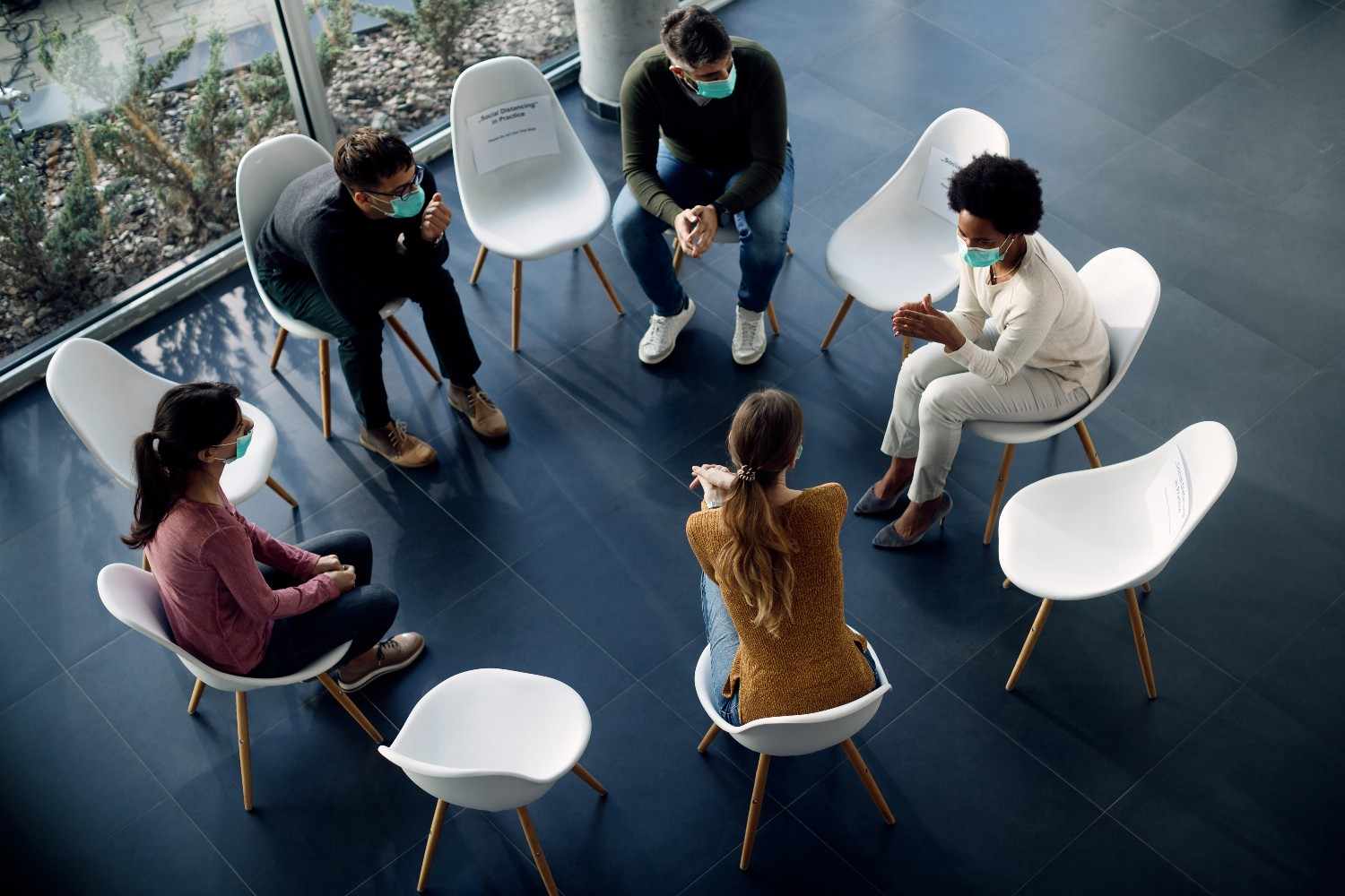 Group therapy session supporting community mental health